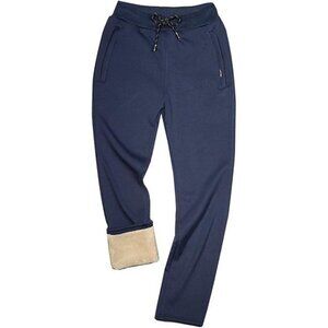 Cozy Sherpa Fleece Joggers Navy Men's Winter Sweatpants